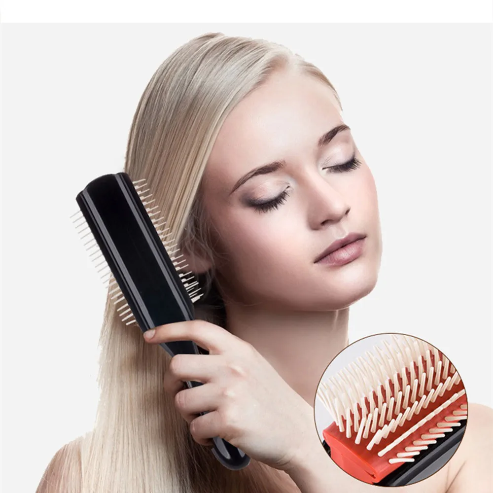 Pettine Per Capelli A Denti Larghi A Olio Da Uomo Portatile Con Spazzola Per Lo Styling A Nove File Pieghevole Strumento Per Il Massaggio Dei Capelli 