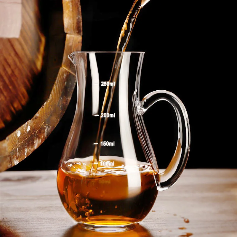 250ml Foreign Wine Decanter Chinese Style Baijiu Pot Whiskey Jug with Scale Transparent Simplicity Household Red Wine Dispenser