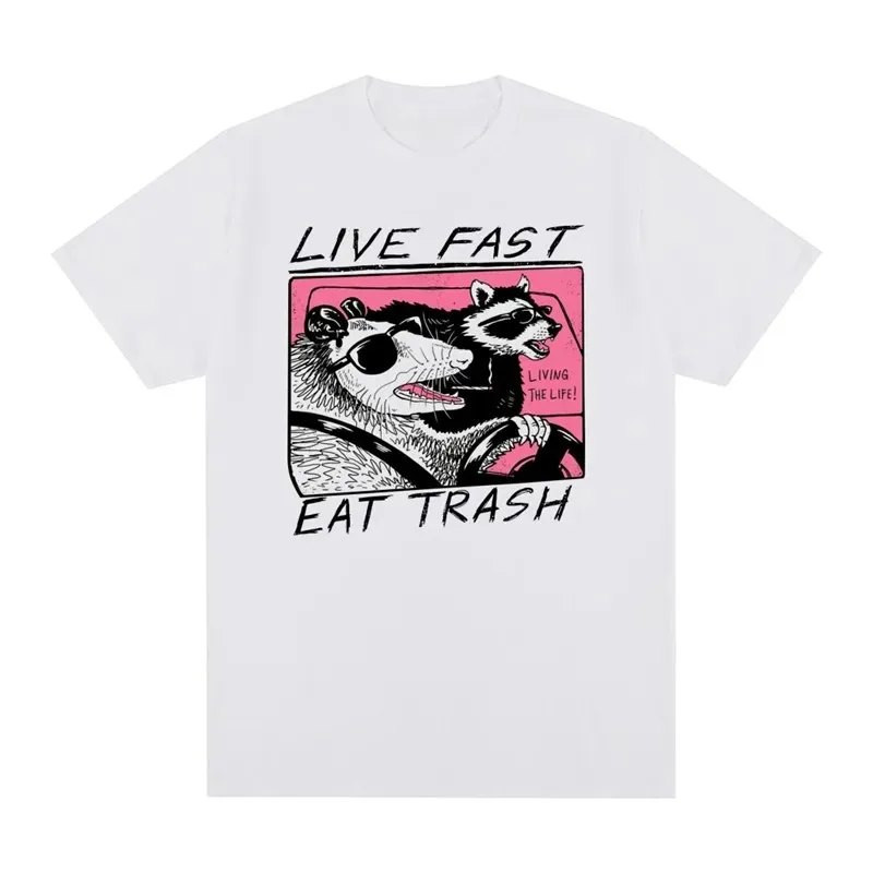 

Interesting Women's Live Fast East Trash T-shirt Fashionable Summer Cotton Men's And Women's Casual T-shirt Large Top