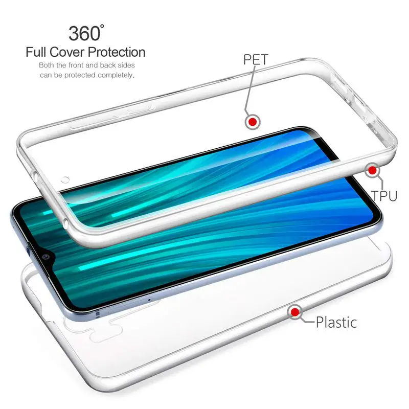 360° Full Cover Clear Hybrid Silicone Case - Durable Protection with PC Hard Coque