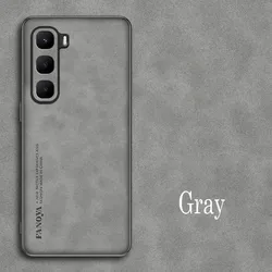 Retro Luxury Sheepskin Phone Case with Shockproof Bumper Protection for Hot 50i (GRAY)