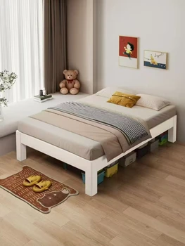 Rib skeleton bed without headband tatami bed frame full solid wood bed platform bed rental room with 1 meter single floor-to-cei