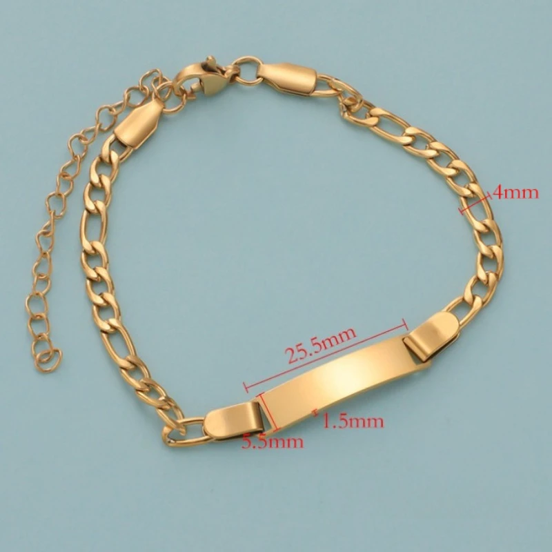 1/2Pcs 16+5cm Stainless Steel Laser Engraved Bracelet for DIY Custom Children's Birthday Gifts Steel Love Crown Pendant Bracelet