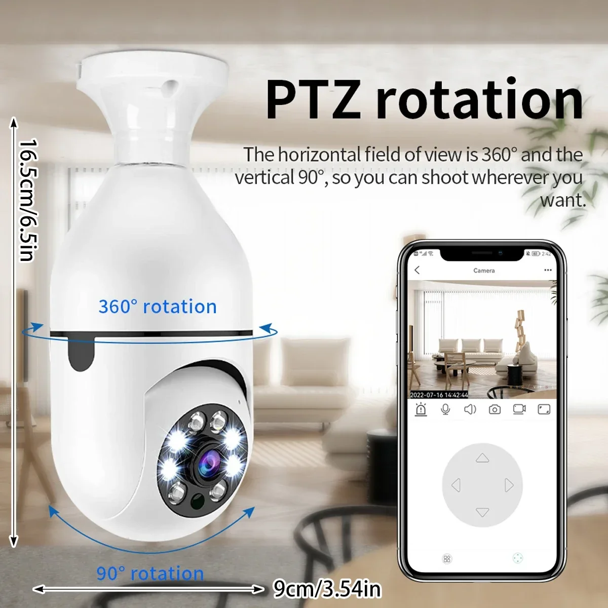 3MP Bulb E27 Surveillance Camera 1080P Full Color Night Vision Human Tracking Zoom Indoor Security Wifi Mini IP Camera V360PRO 2