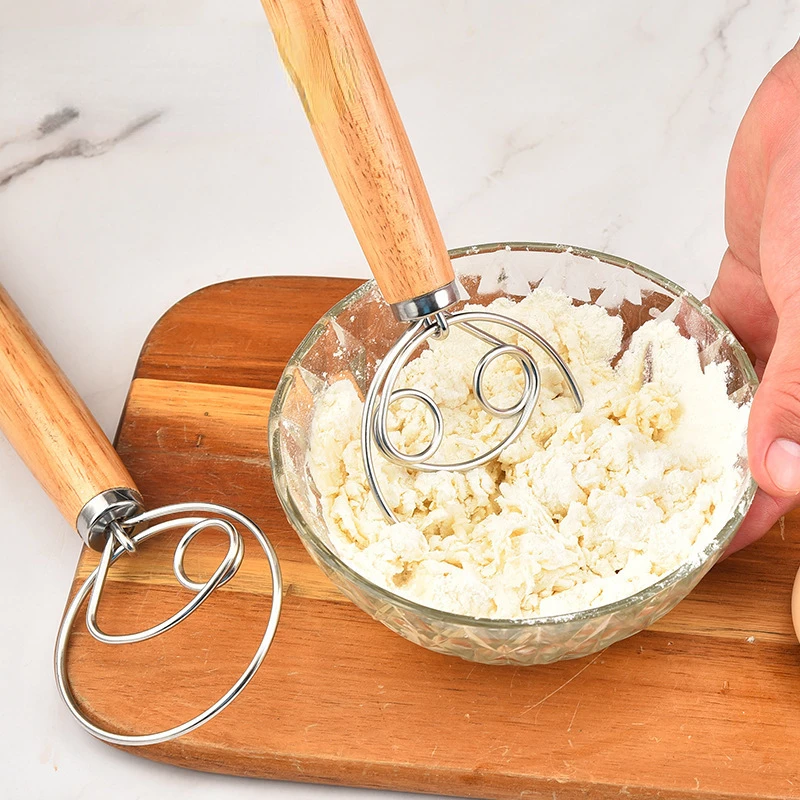 Large Hand Danish Dough Whisk Bread Mixer Stainless Steel Cake Pastry Dough Mixer Stick Egg Beater Kitchen Baking Blender Tools dough mixer