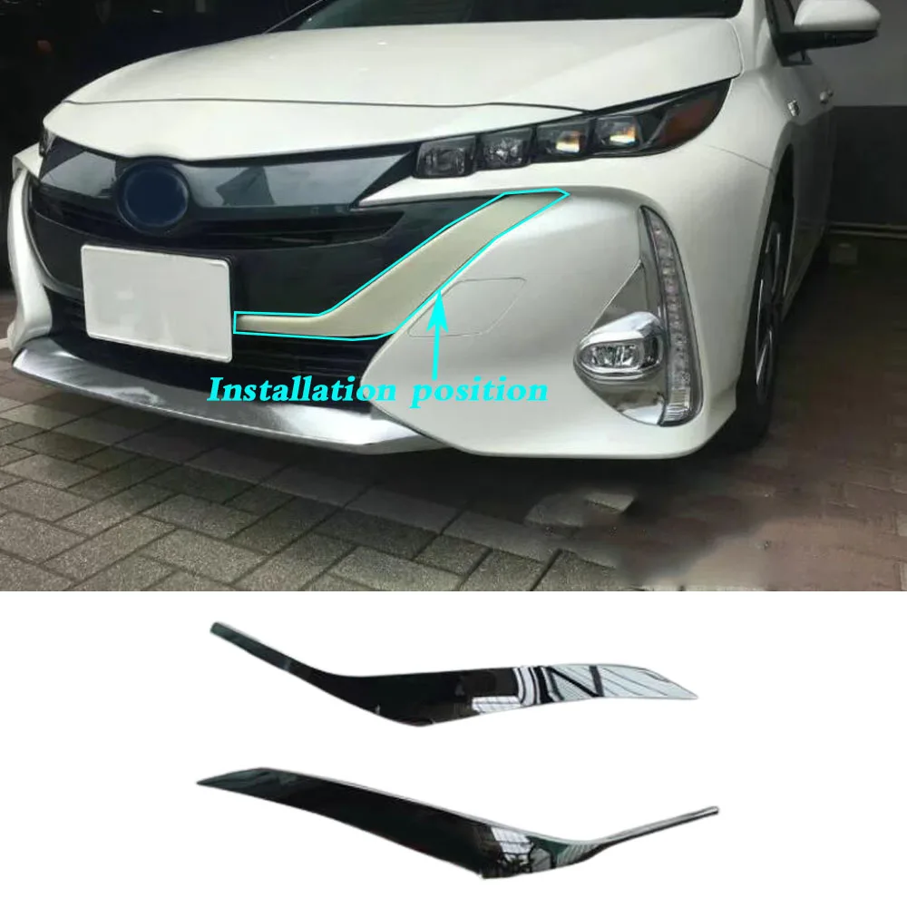 

For Toyota Prius PHV 2017 2018 2019 2020 Car Sticker Detector Cover ABS Chrome Front Up Outlet Trim Grid Grill Grille Hood Frame