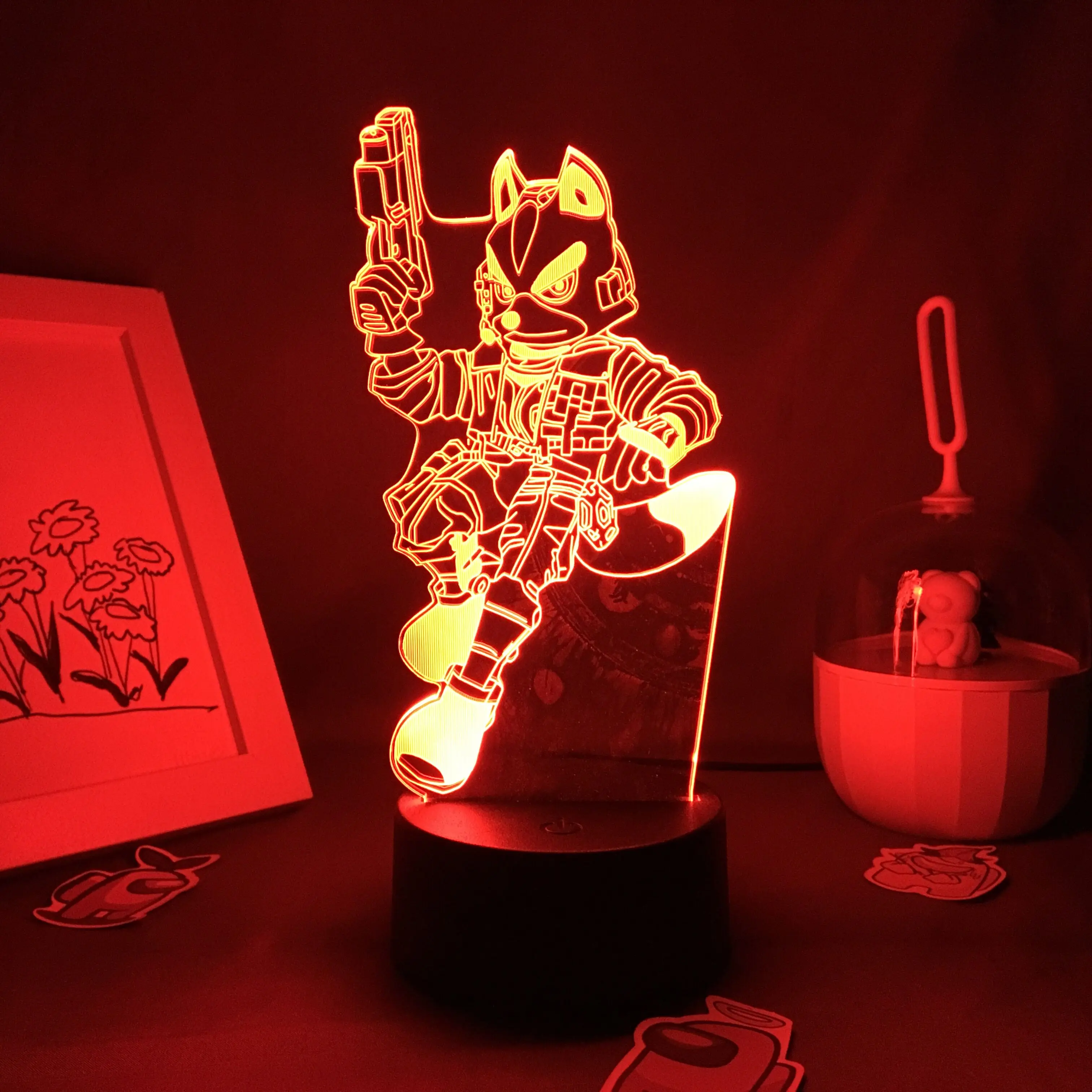 

3D Star Fox Led Table Lamp USB Touch Sensor 7/16 Colors Changing Action Figure Fox Decorative Lamp Kids Gift Art Night Lights