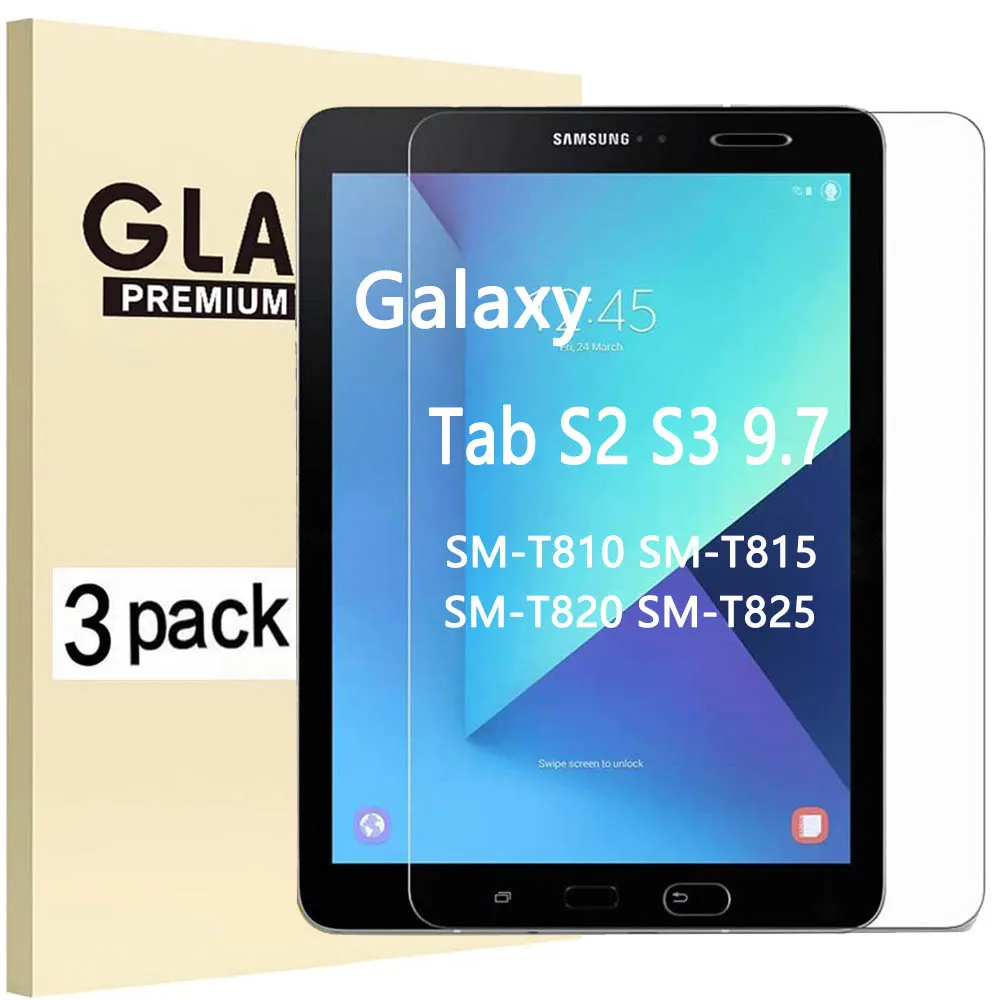 

(3 Packs) Tempered Glass For Samsung Galaxy Tab S2 S3 9.7 2015 2017 SM-T810 SM-T815 SM-T820 SM-T825 Screen Protector Tablet Film