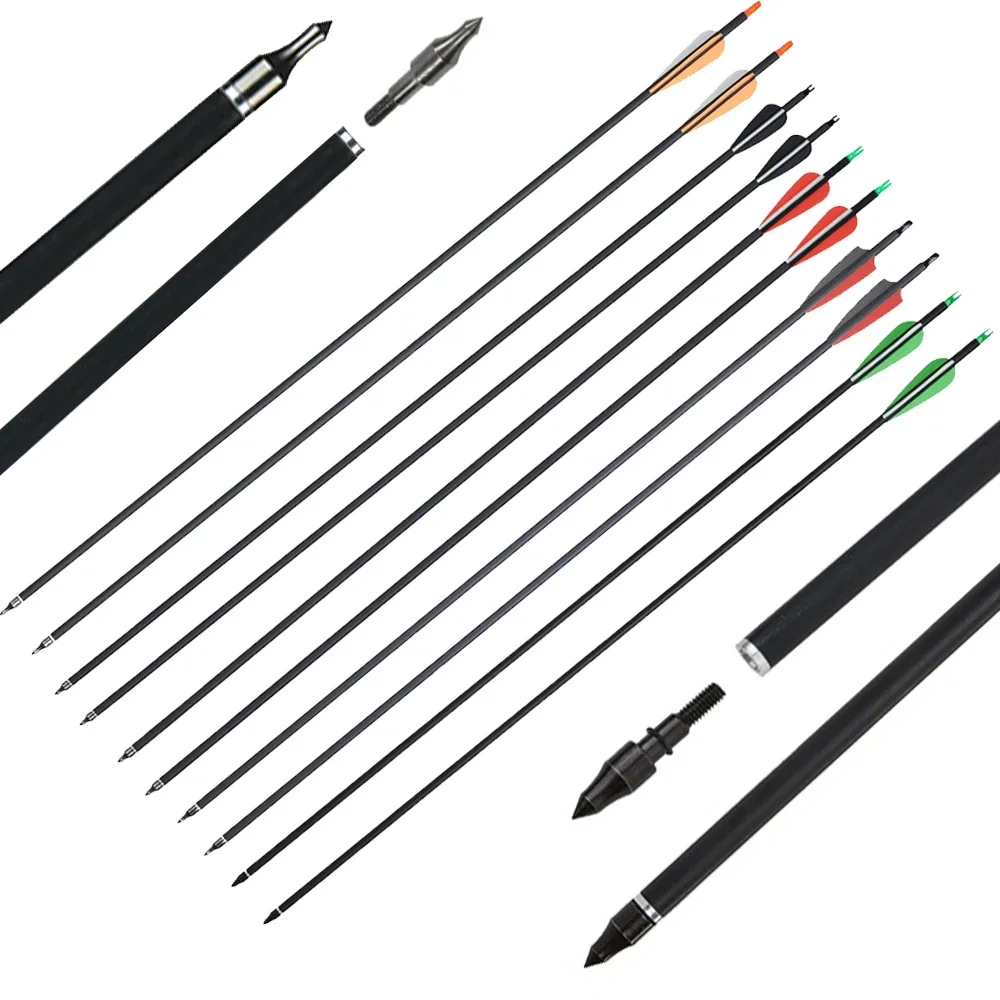

Huntingdoors 12/24Pcs Mixed Carbon Arrows 31.5inch TPU Feathers Diameter 7.8mm For Recurve/Compound Bow Hunting Archery Bow