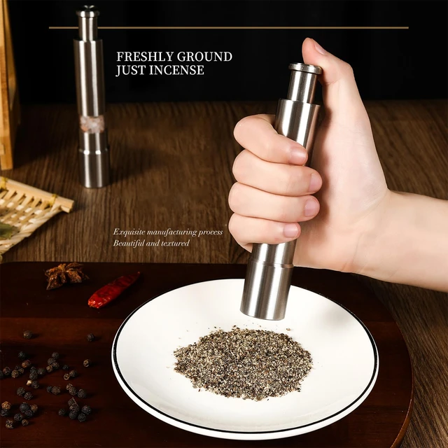 Salt And Pepper Grinder Push Button Pepper Grinder Single Hand Mini Salt  And Pepper Grinder Set Or Single Manual Spice Grinder - AliExpress