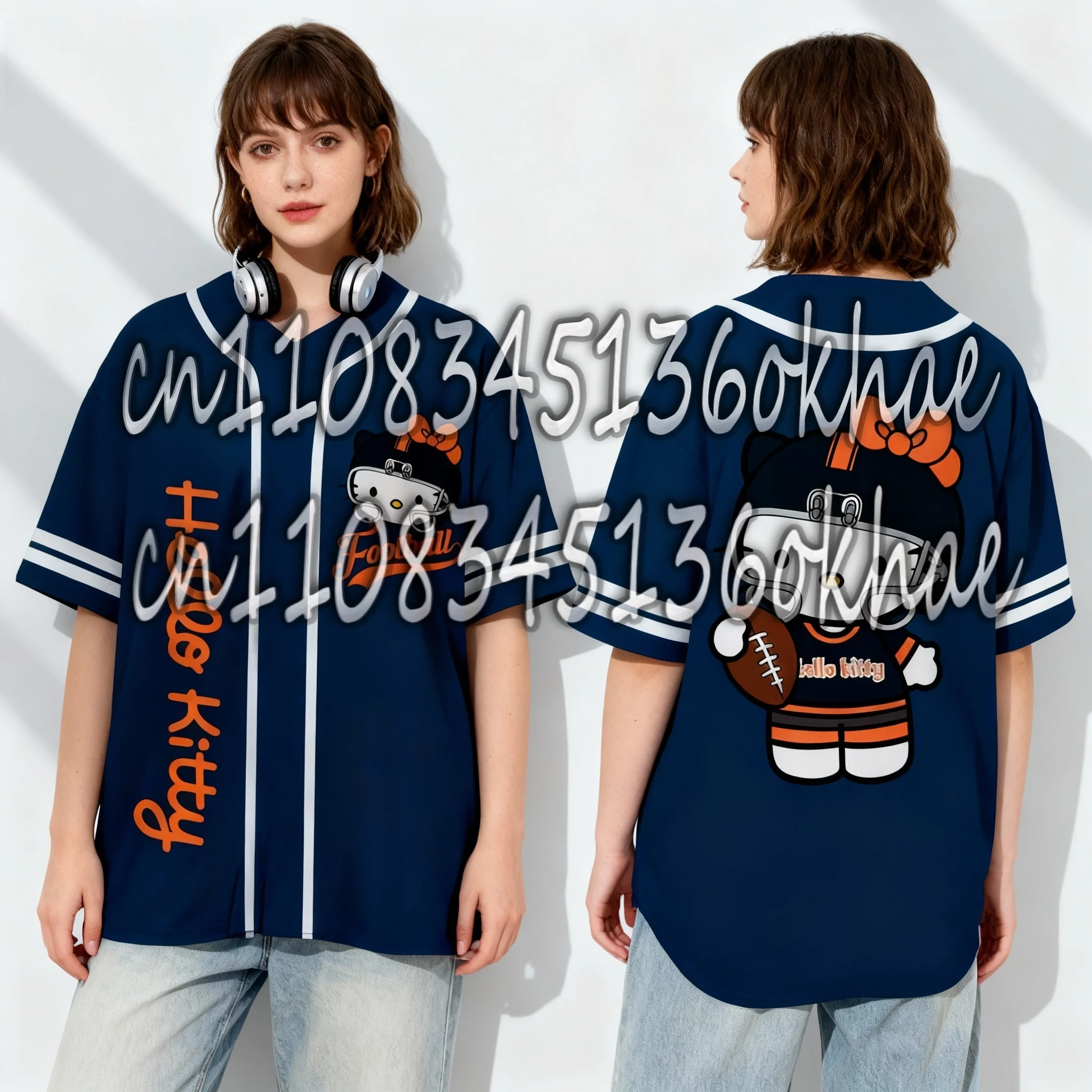 출산복 Sanrio Yugui Dog Kitty Cat 팬 아메리칸 야구 재킷 Sweet Cool Summer Extra Large 남성 성인 스포츠 티셔츠