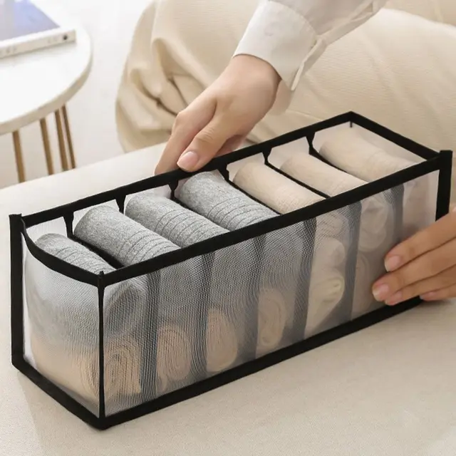 Organisateur de placard pour chaussettes, boîte de rangement séparée pour sous-vêtements, 7/9/11 grilles, organisateur de soutien-gorge en jean, organisateur de tiroir pliable, 1 pièce 5
