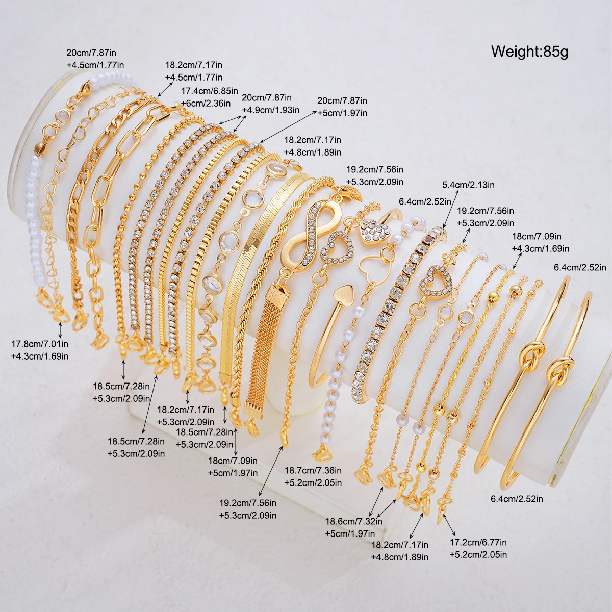 Fashion Minimalist Zircon Bracelet Sets for Women Vintage Elegant Heart Snake Chain Layered Bracelets Birthday Vacation Jewelry 6
