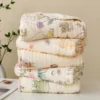 Double Crepe Baby Blankets Newborn Muslin Cotton Gauze Quilt Print Swaddle Blanket Kids Bedding Stroller Cover 2