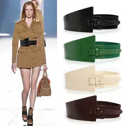 Adjustable Waistband All-match Crocodile Pattern Elastic Belt Waist Corset Belts Elastic Cummerbunds Women Waist Belt