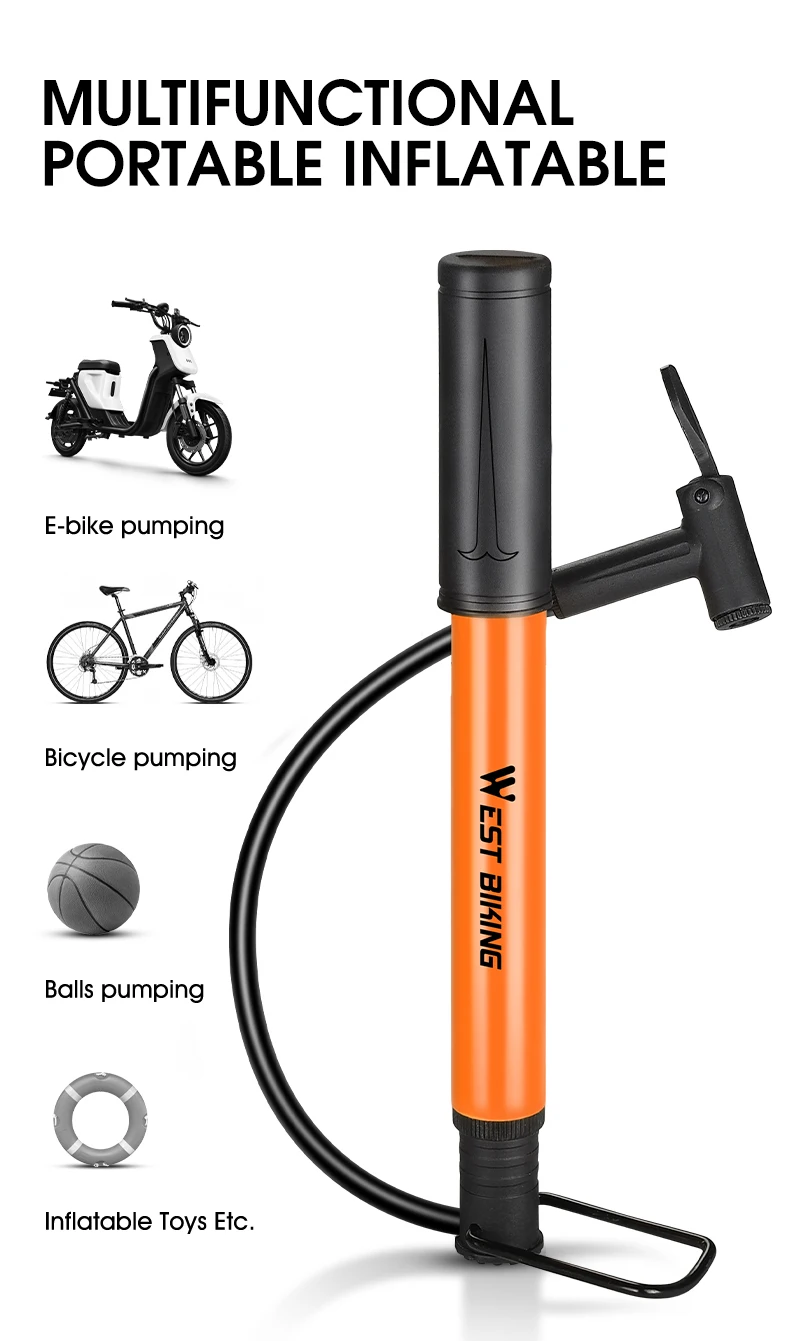 Description Picture 6 of itemWEST BIKING Bike Pump Aluminum Alloy Bicycle Hand Air Pump Ball Tire Inflator Schrader Presta Valve MTB Road Cycling Pump