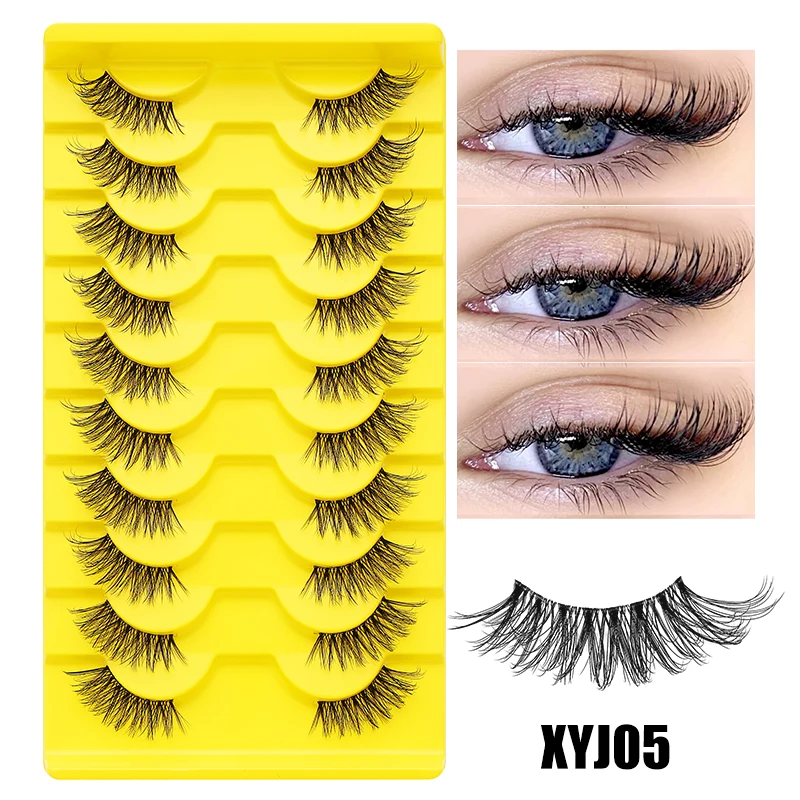 DINGSEN 10 Paar halbe Wimpern, weiche, zarte, natürliche, transparente halbe Wimpern, natürlicher Look, flauschige Beauty Cilios 3D Winged Strip Lashes – Detail 10