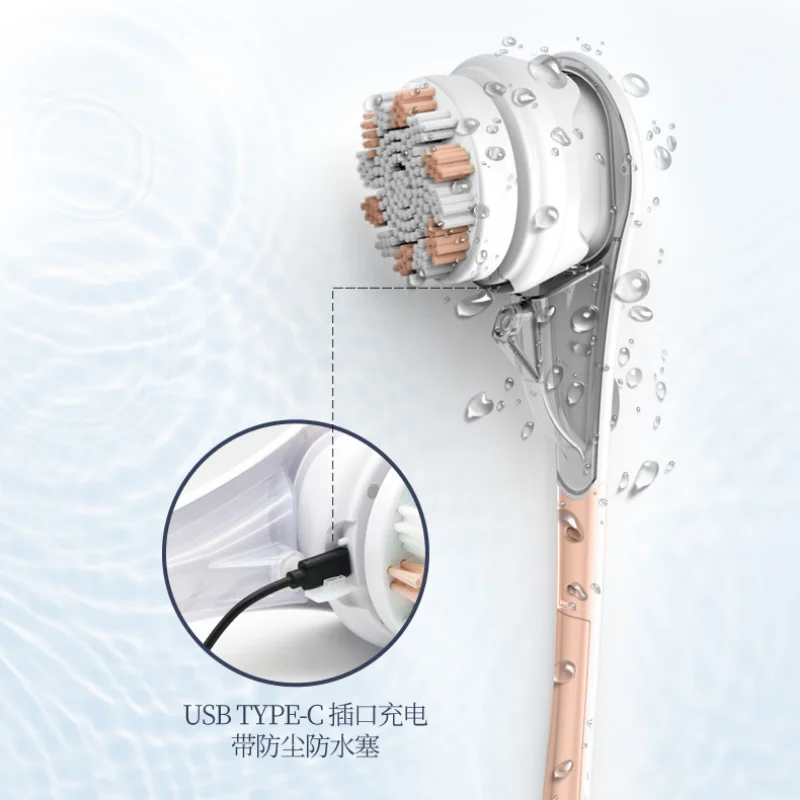 Electric Bath Brushes Shower Cleaning Body Massage Brush Multifunctional Brush Spa Waterproof IPX7 Long Handle Back Brushes