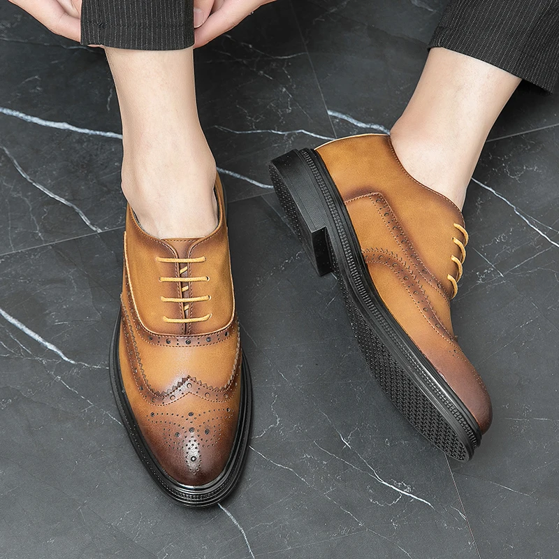 Classic genuine leather Duroc mesh breathable business casual leather shoes, wedding banquet, business work shoes