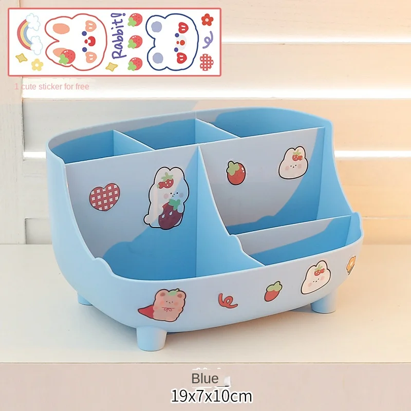Ins Cute Kawaii Pen Holder Organizer Kids Girl Student Office Desktop Fashion Large Capacity Stationery Storage Box Organizer