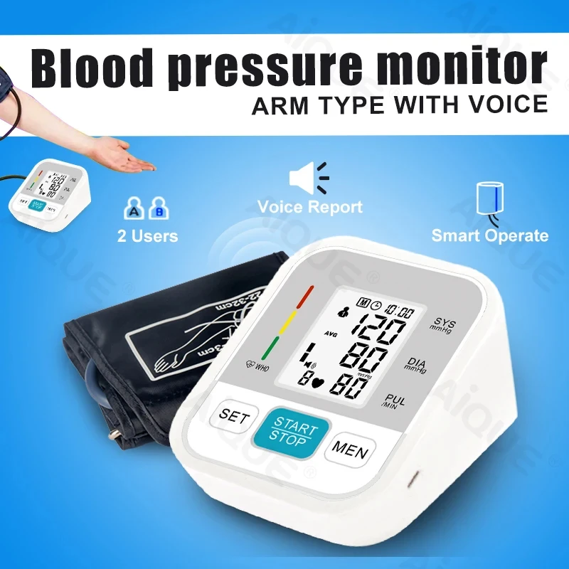 Medical Arm Blood Pressure Monitor 2 Users Automatic Portable Digital Tensiometer Heart Rate blood pressure monitor blood pressure meter