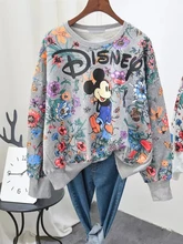 

Women Sweater Disney Cartoon Mickey Long Sleeve Sweatshirts Section Y2K Loose Age-Reducing All-Match Coat Female Spring Autumn