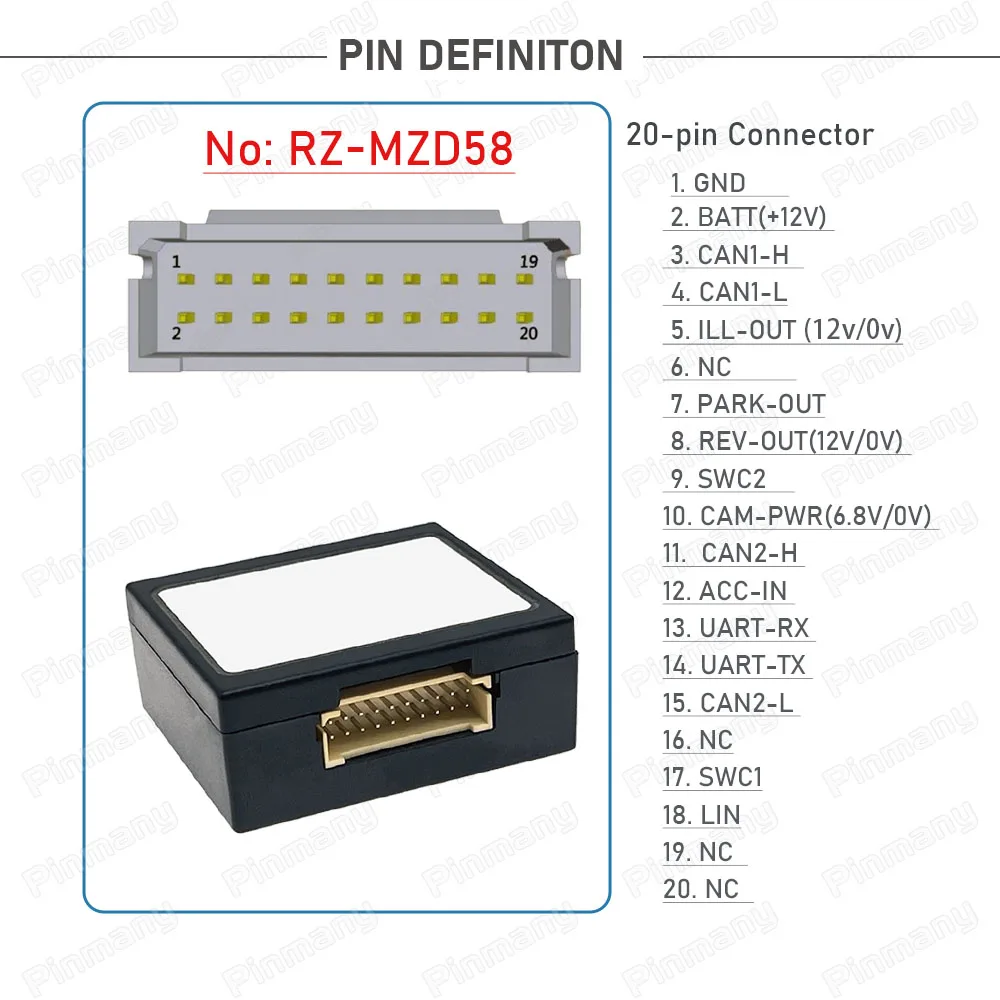 Car Radio CAN Bus Decoder RAISE G-RZ-MZD58 20-pin black box for