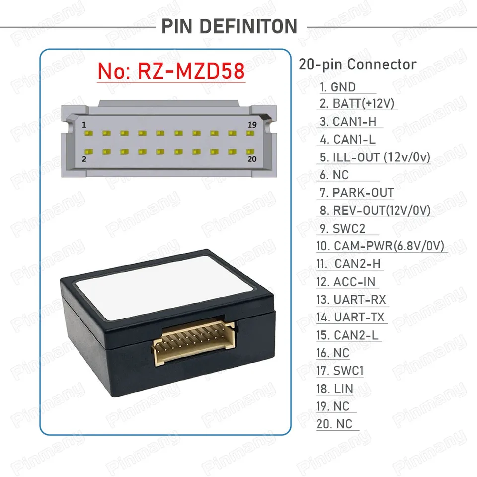 Car Radio CAN Bus Decoder RAISE G-RZ-MZD58 20-pin black box for
