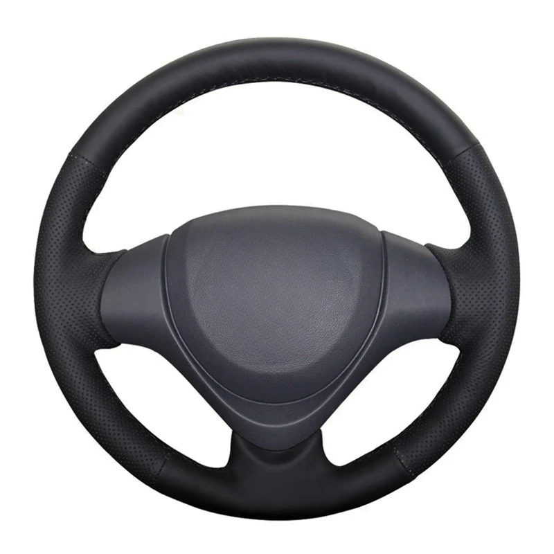 

Car Steering Wheel Cover Soft Hand-Stitched Non-slip Black Genuine Leather For Suzuki Swift 2011 2012 2013 Accessories