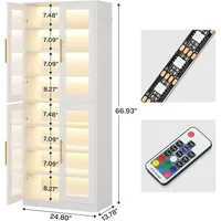 Tall Shoe Storage Cabinet with Acrylic Doors and LED Lights,  Entryway Shoe Organizer Rack with Adjustable Shel 2