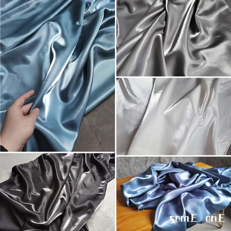 Width 57'' Grey Crystal Reflective Soft Smooth Satin Fabric By The Half  Yard For Windbreaker Down Jacket Shirt Dress Material - AliExpress