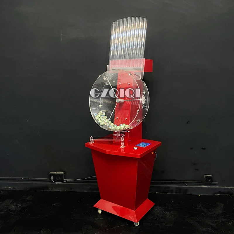 Lottery machine for lottery games and lotto balls J60 machine in red color