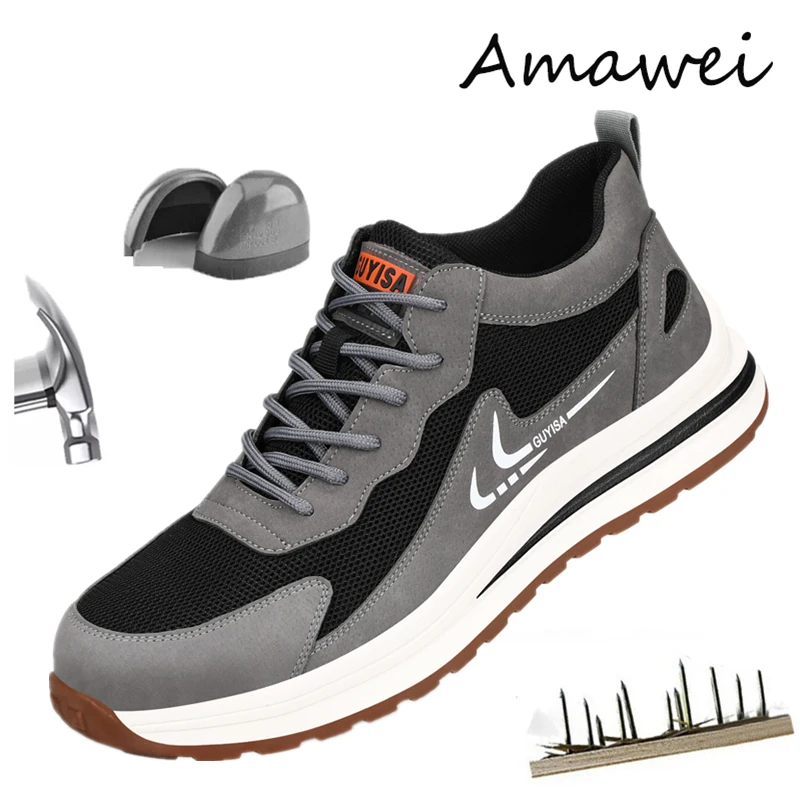 

Amawei Work Safety Shoes Mens Sneakers Anti-Scalding Anti-Static Shoes Ankle Boots Men's Shoes Wear Resistant Protective Boots