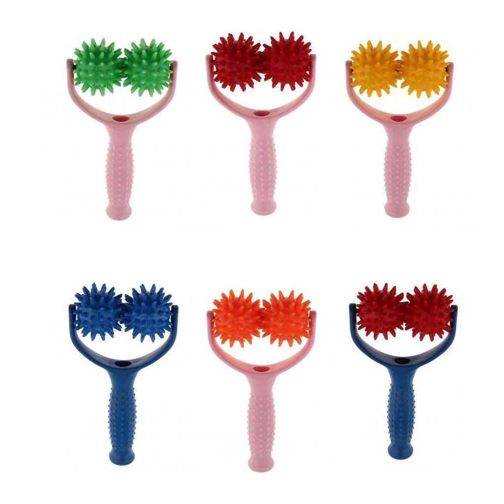 2 Roller in 1-Handheld Trigger Point Acupuncture Reflexology Spiky Massage Balls Massager Roller Full Body Soreness Relief massage tool ball massager muscle massager roller massager massage roller