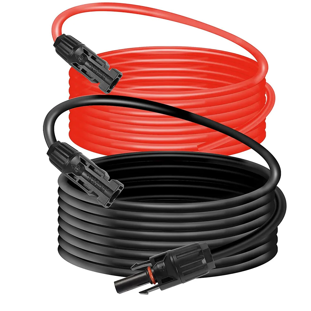 PowMr Black Red 3M 5M 7M 10M 15M 30M Solar Photovoltaic Line 6mm2 10AWG PV Cable with Connectors Solar System PV Extensions Wire 5