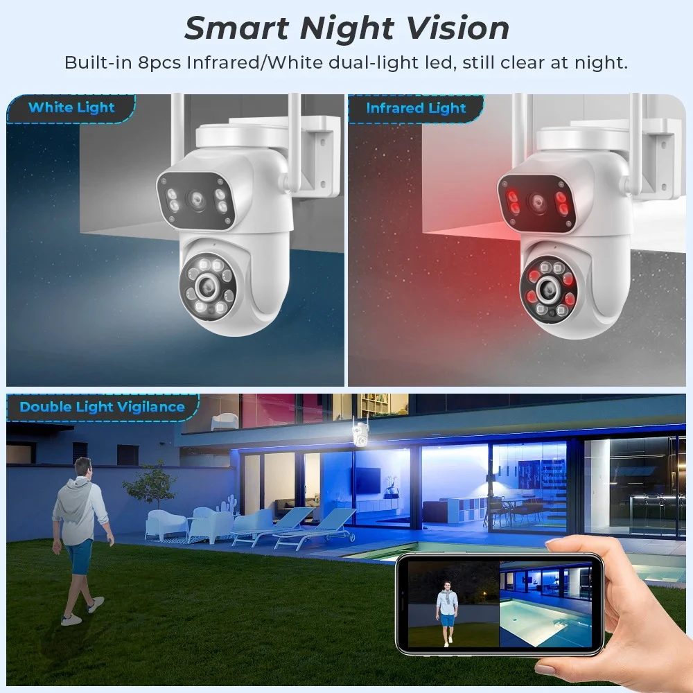 ANSVICAM 4K Ultra HD PTZ Security Camera Outdoor 5G Wifi Dual Lens Dual Screen Cameras AI Human Tracking Two-Way Audio O-Kam Pro 5