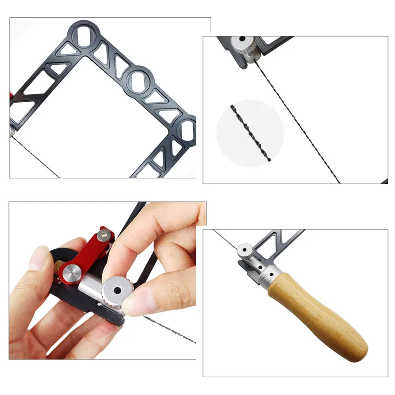 Coping Saw Aluminum Alloy Frame and 12 Replacement Blades Set (Woodworking, Wood Board, Plastic, and Metal Cutting Blade) 5