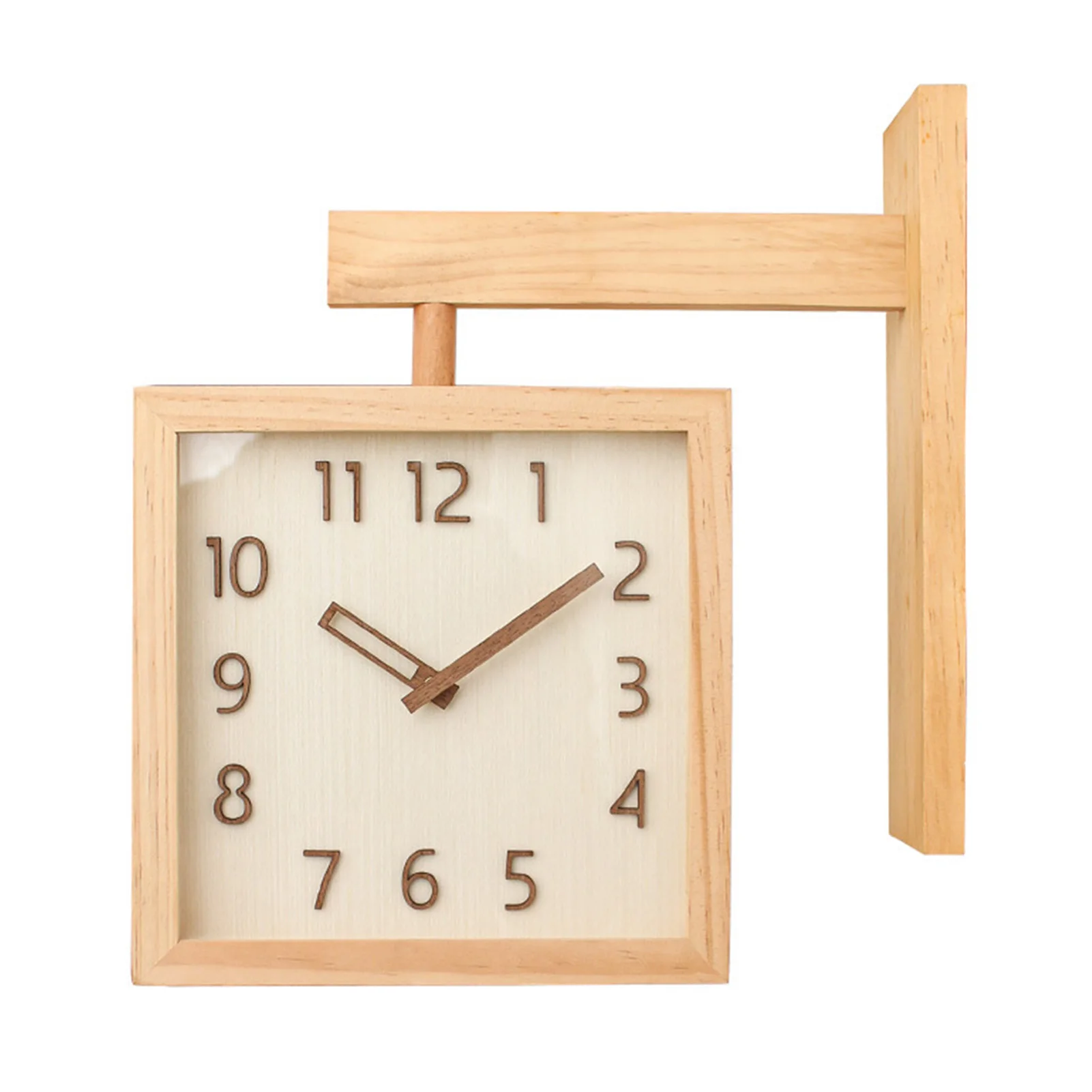 Corner Clock Double Sided Corner Clock Decorative Silent Wooden Simple Battery Powered for Home for Living Room