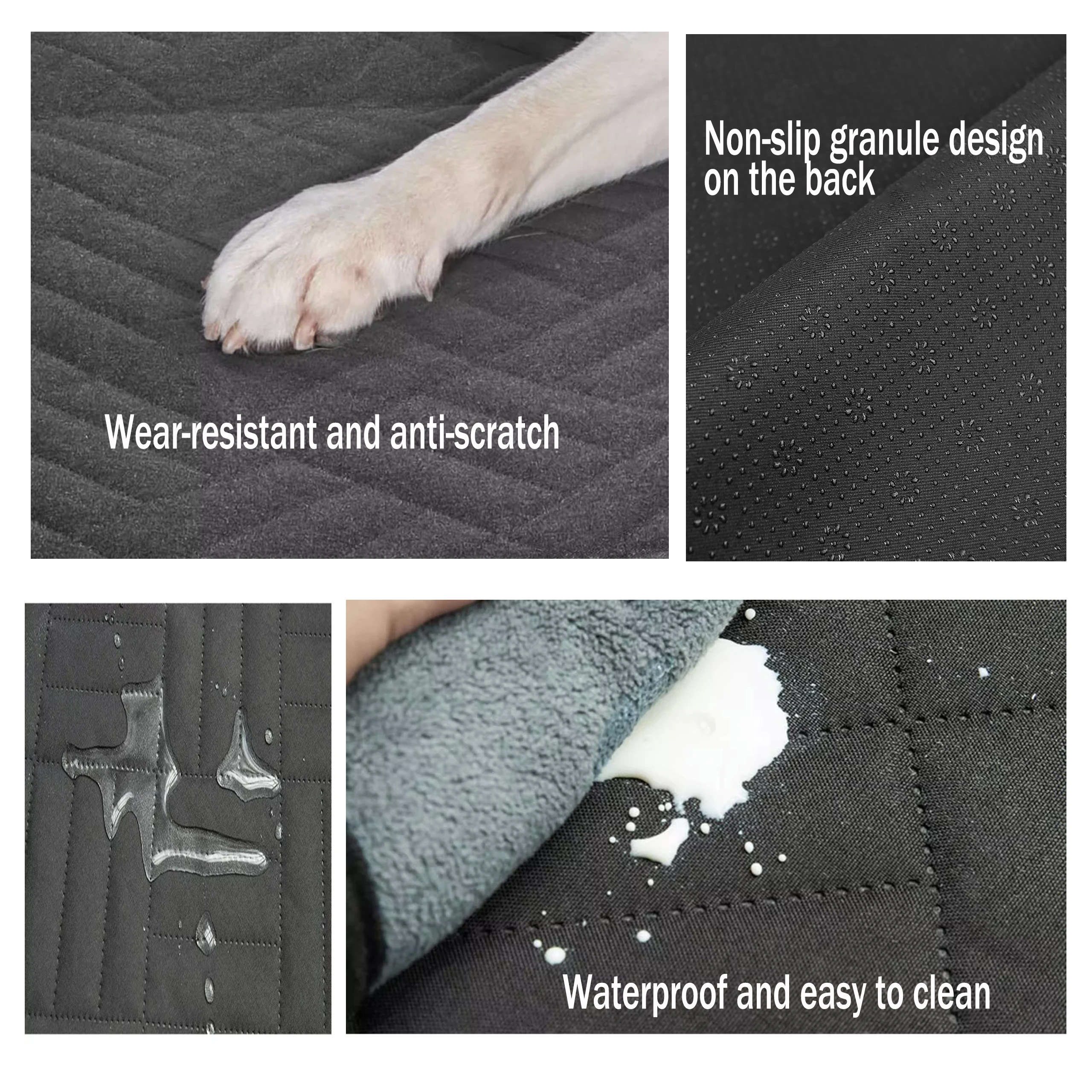 Dog Car Rear Seat Cover with 3 Hard Base Pieces, Waterproof Dog Car Hammock with Visible Mesh Window and Side Door Protector Pad