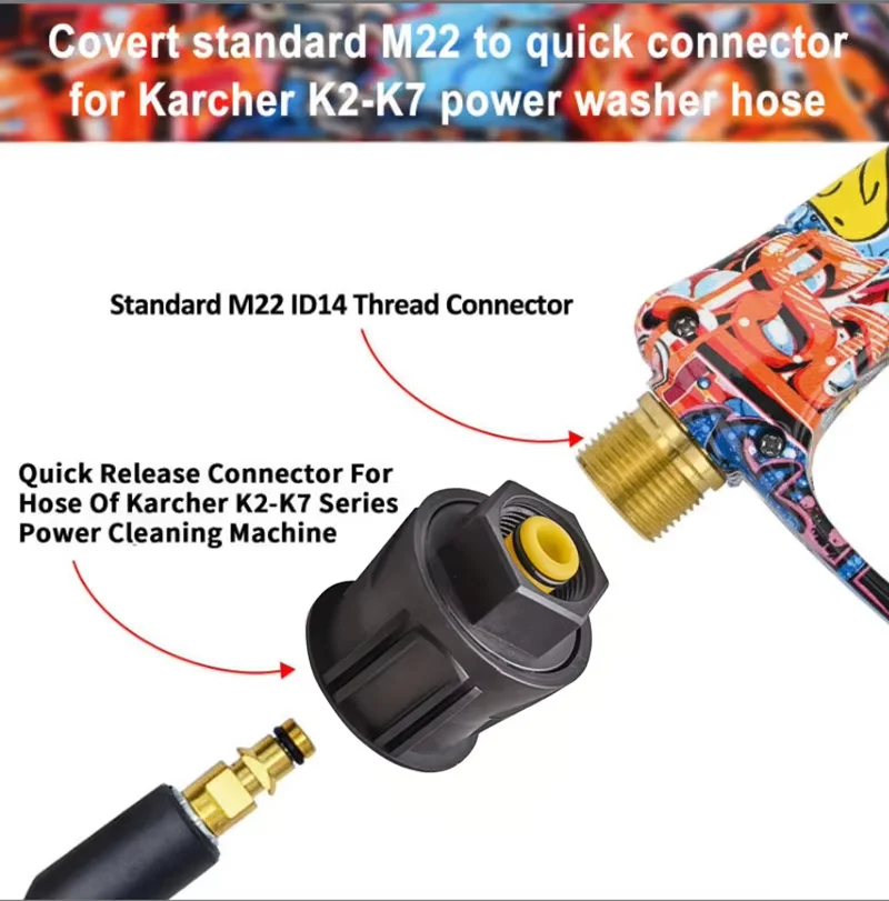 2150PSI 그래피티 압력 세척기 건 - Karcher K2-K7용 1L 폼 캐논 및 1/4 퀵 커넥트 노즐 세트 어댑터