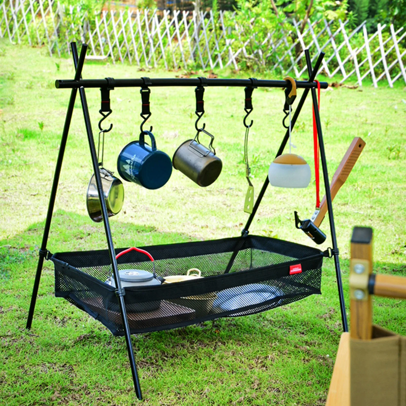 Outdoor Folding Net Bag Picnic Under Table Storage Hanging Pocket for Desk Box Tripod Organizer Mesh Camping Table Tripod Rack
