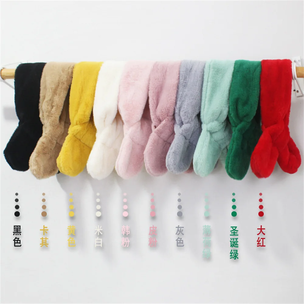 Cartoon Kids Plush Scarf Imitation Rabbit Fur Autumn Winter Boy Girl Warm Neck Cover Outdoor Windproof Children Neckerchief