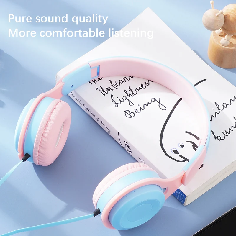 Headworn Wired Headset Cellular Computer Universal New Folding Style Students Online Class Game Earphone Birthday Gift
