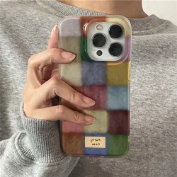 Vortex Pattern Colored Small Grid Label Phone Case Cover - iPhone 12 Pro (1)