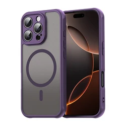 Luxury Matte Translucent Magnetic Shockproof Phone Case with MagSafe Compatibility for iPhone 15 Plus (PURPLE)