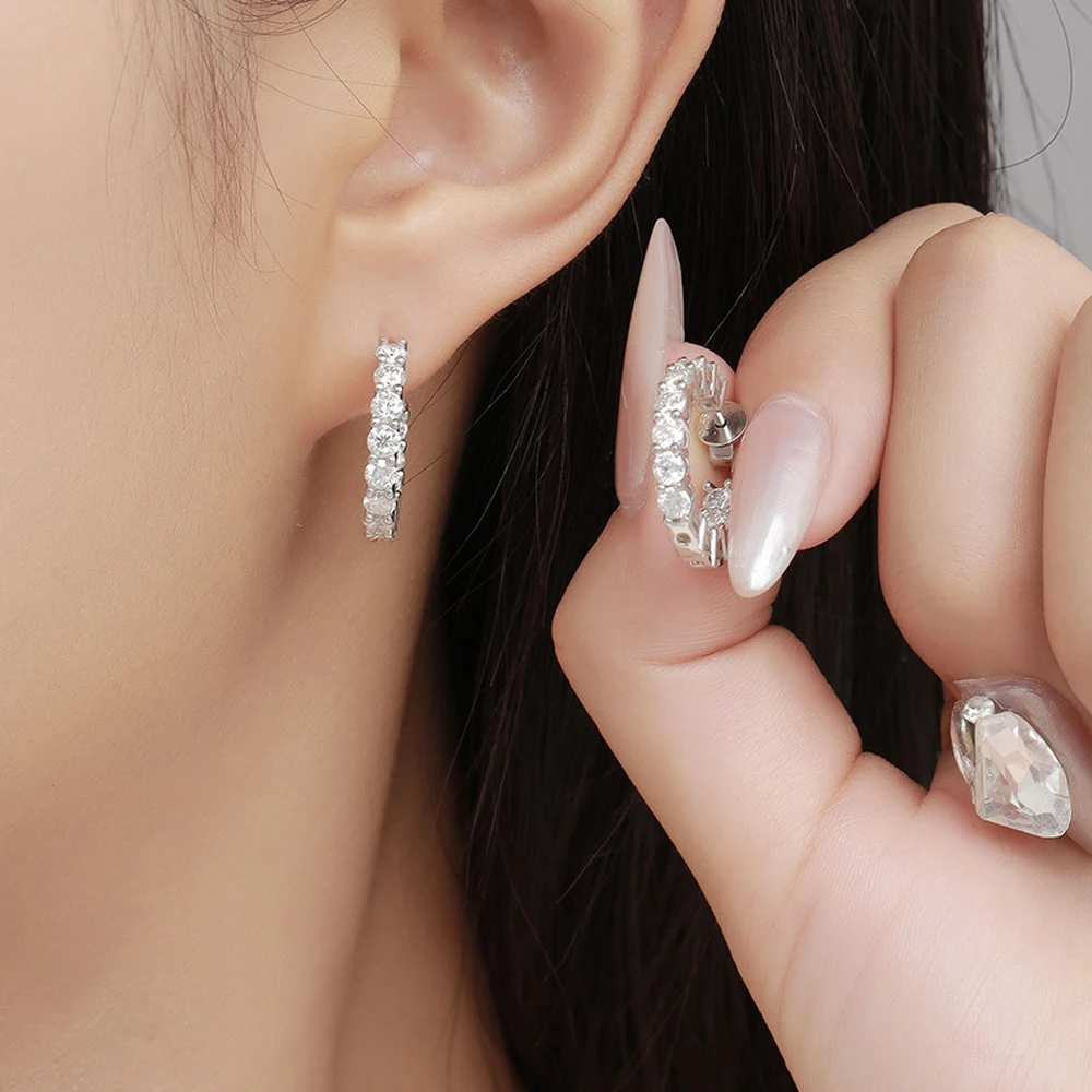 KNOBSPIN D VVS1 Moissanite Earring 925 Sterling Silver Plated 18k White Gold Fine Jewelry with GRA Wedding Earrings for Women