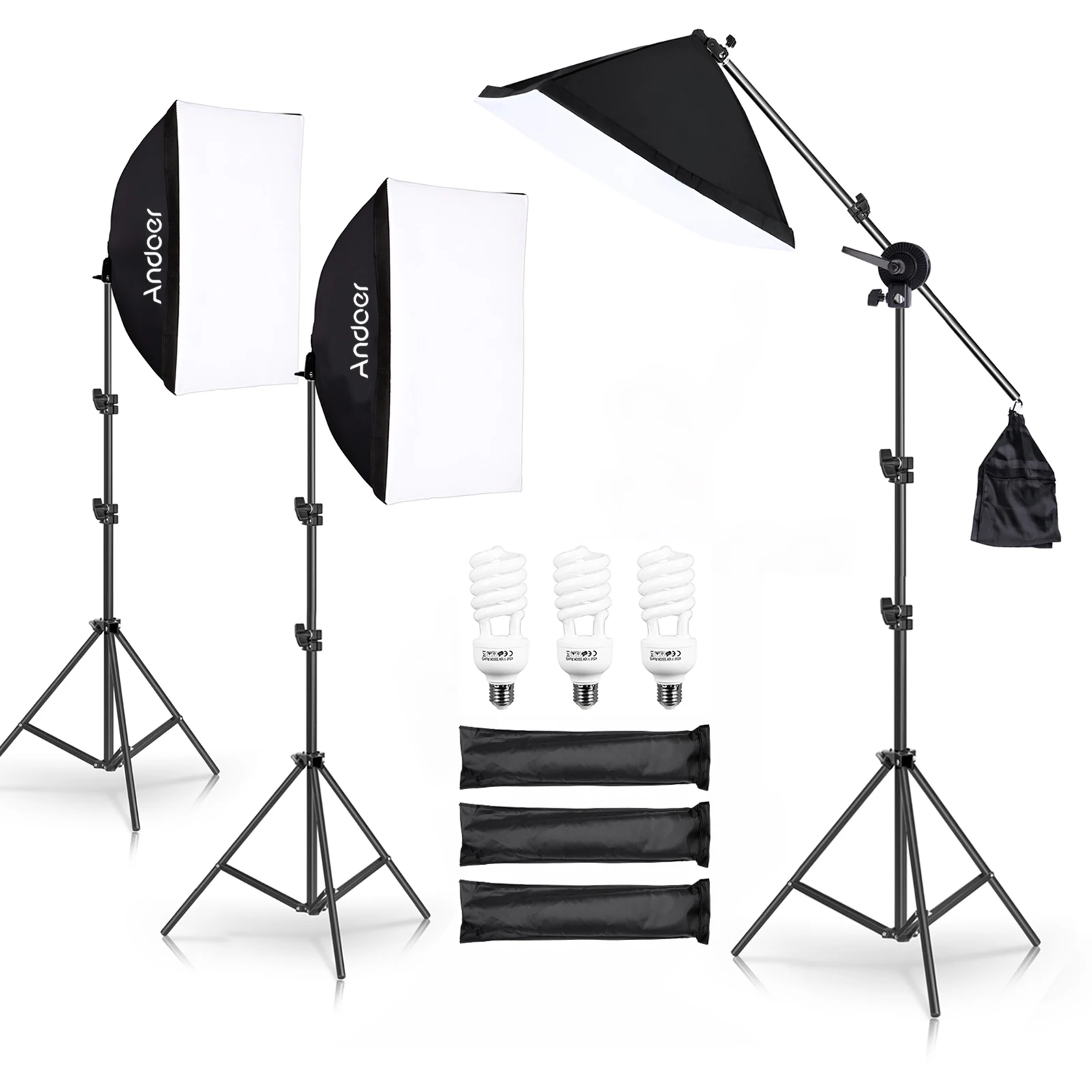 CZStudioPhotographyLightKitSoftboxLighting45WLEDLightBulb3