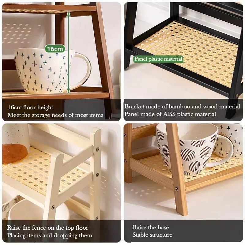 2 Layer Bamboo Wood Storage Rack for Kitchen Spice Caddy Shelf Desktop Cabinet Organizer Display Rack Coffee Bar Counter Shelf 5
