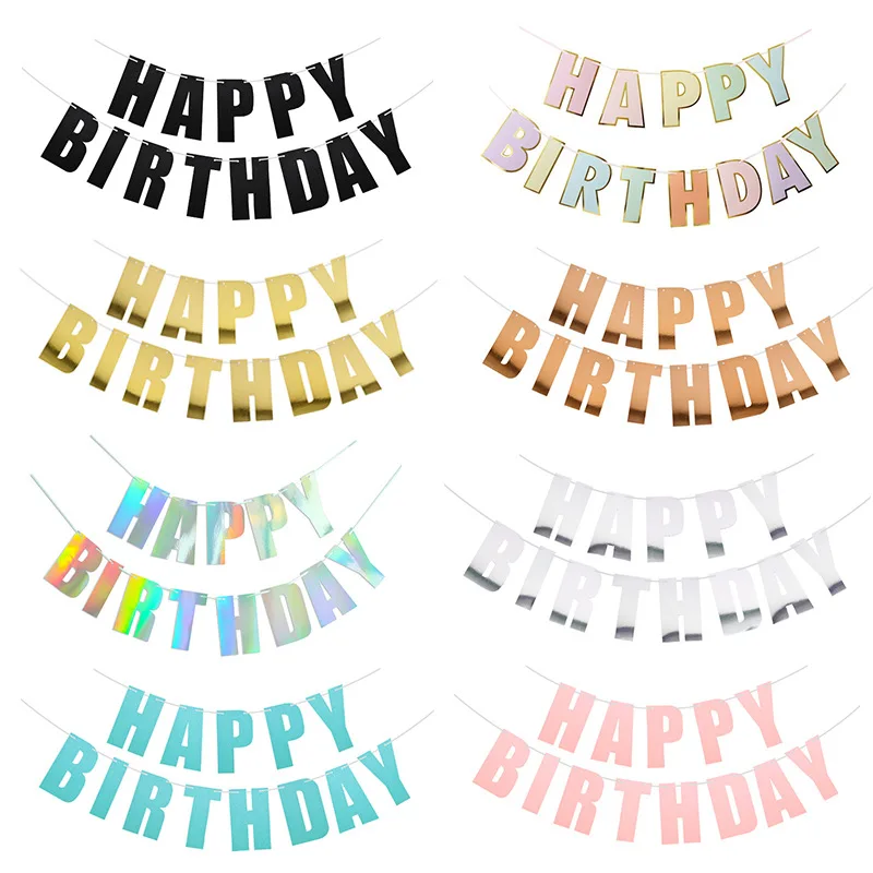 Happy Birthday Letter Banner Color Adult Kids Happy Birthday Party Decor Garlands Photo Props Banner Supplies Birthday Banner