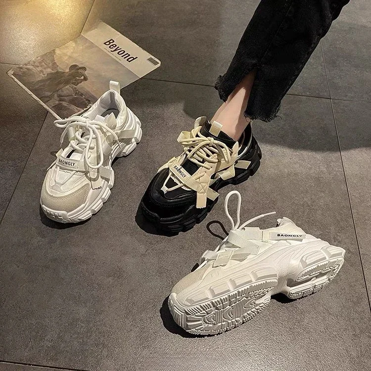 Lace Up Sports High on Platform Women's Athletic Shoes Sneakers Korean Offers Stylish Vulcanized Shoe Quality H Ladies Footwear - Image 3